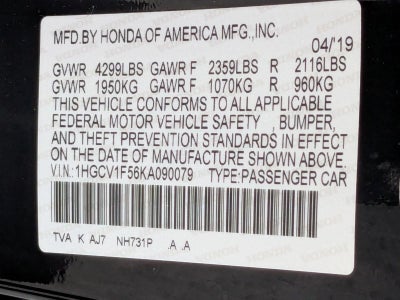 2019 Honda Accord Sedan EX-L 1.5T