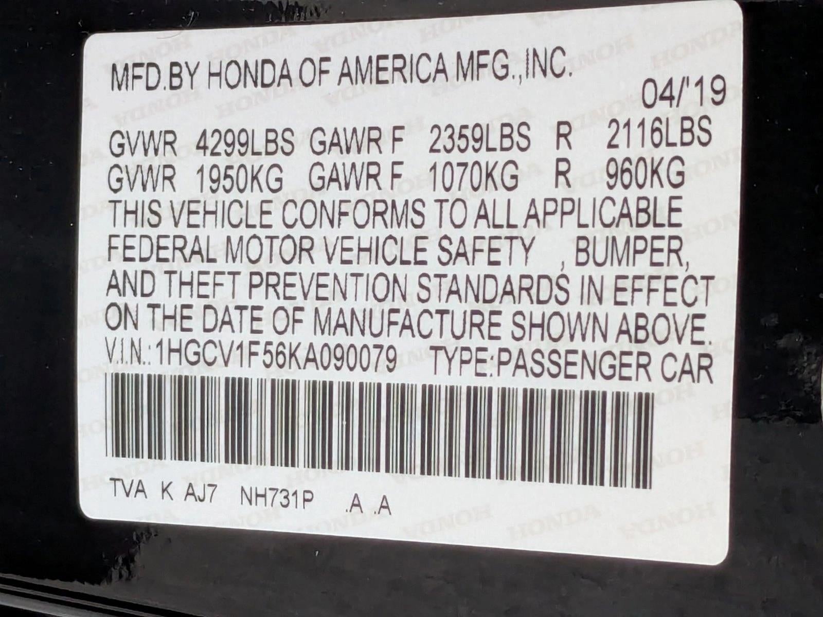 2019 Honda Accord Sedan EX-L 1.5T