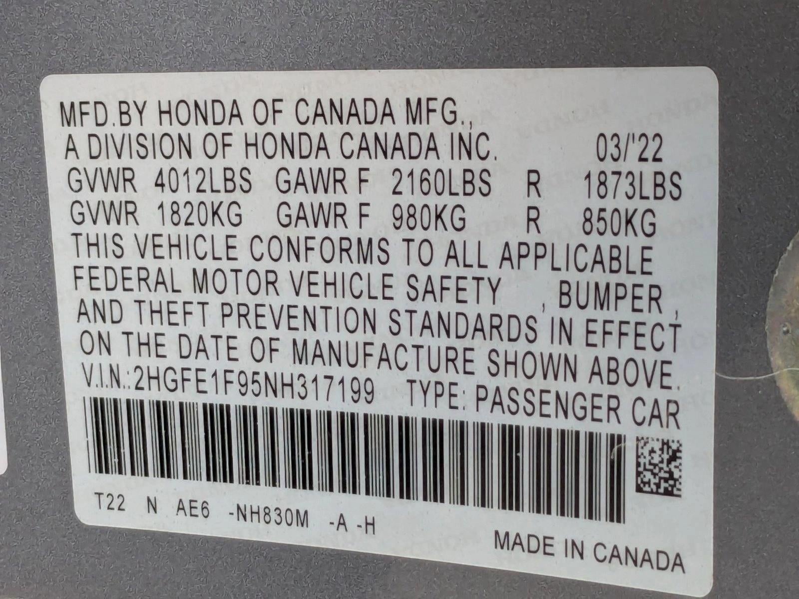 2022 Honda Civic Sedan Touring