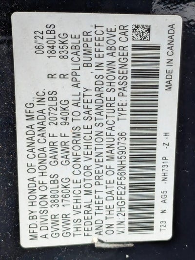 2022 Honda Civic Sedan Sport