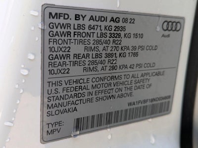 2022 Audi Q8 Prestige 55 TFSI quattro