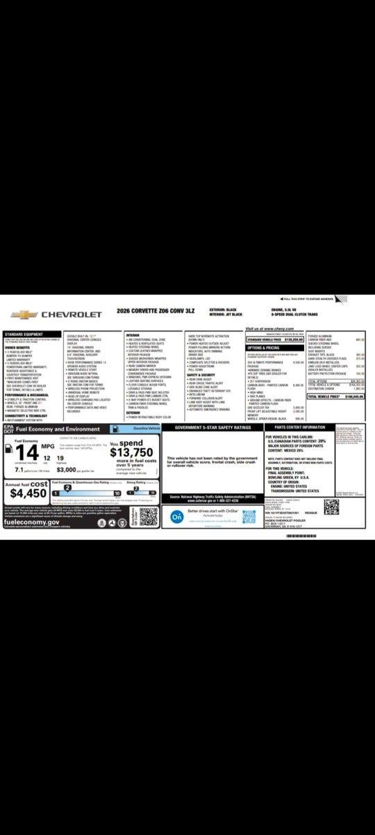 2026 Chevrolet Corvette Z06 Convertible 3LZ