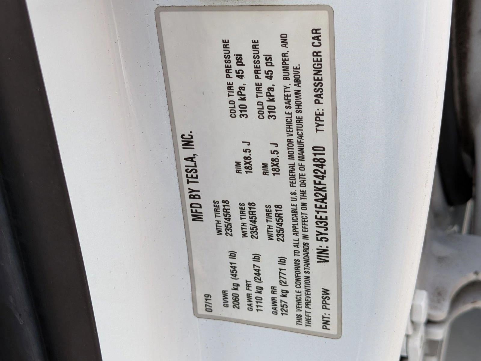 2019 Tesla Model 3 Standard Range Plus RWD