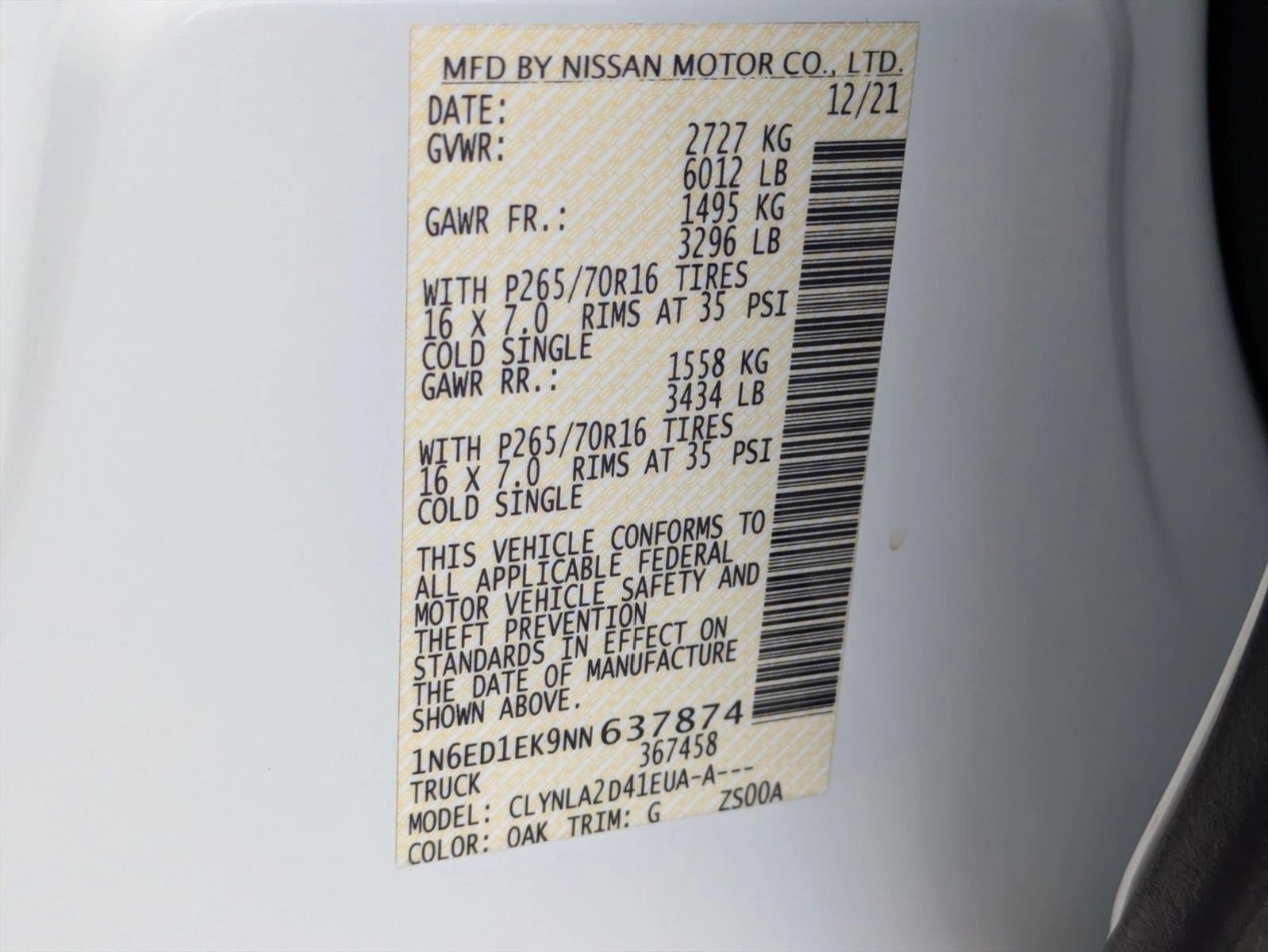 2022 Nissan Frontier Crew Cab 4x4 S Auto