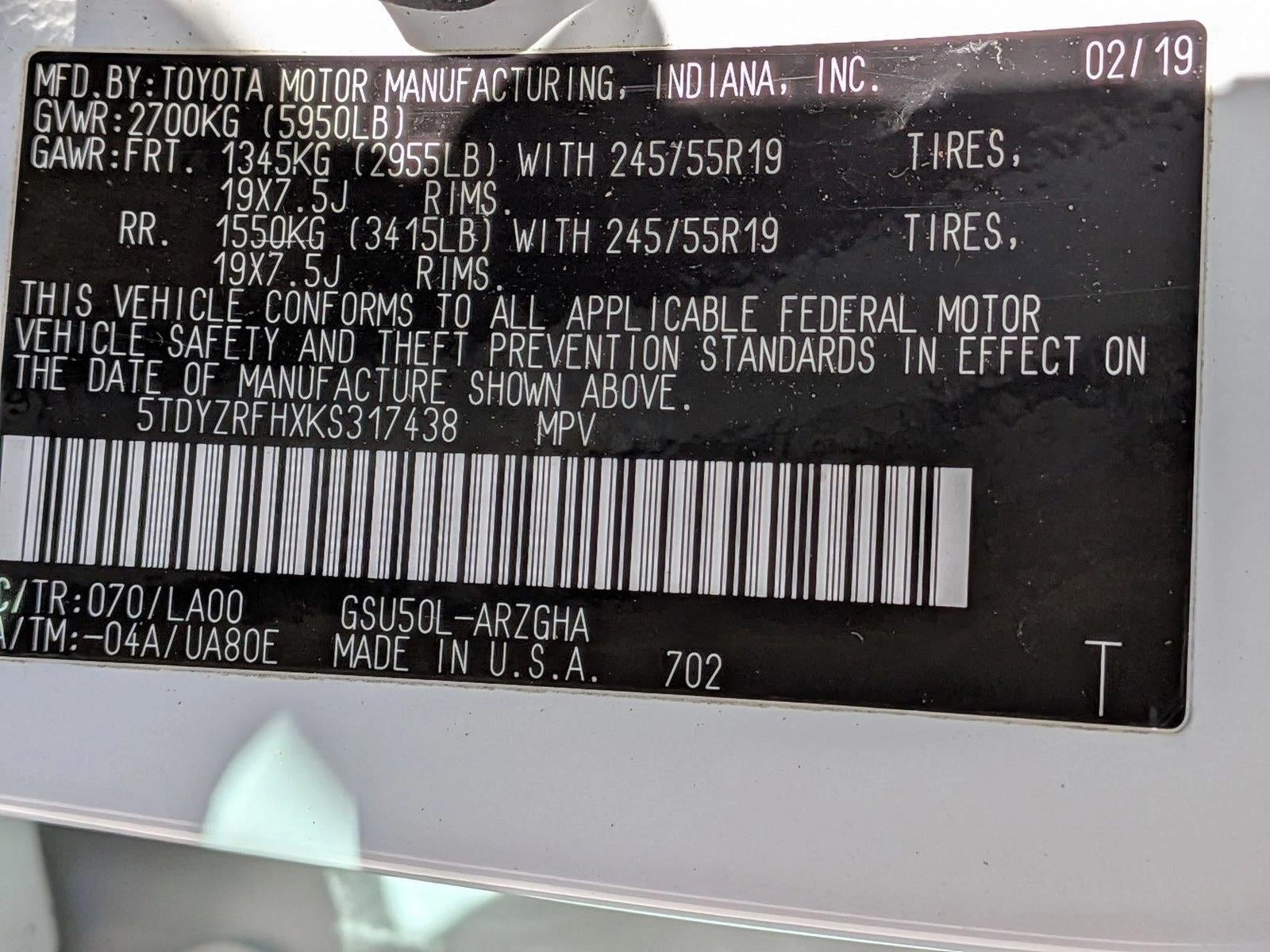 2019 Toyota Highlander Limited V6 FWD (GS)