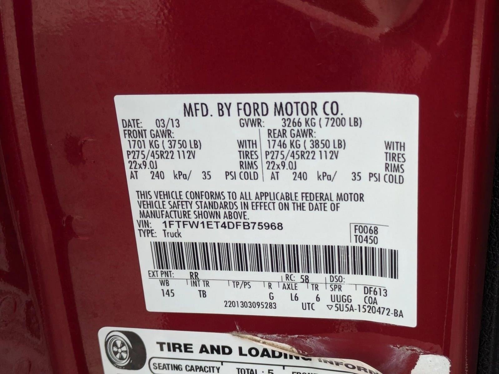 2013 Ford F-150 4WD SuperCrew 5-1/2 Ft Box Limited