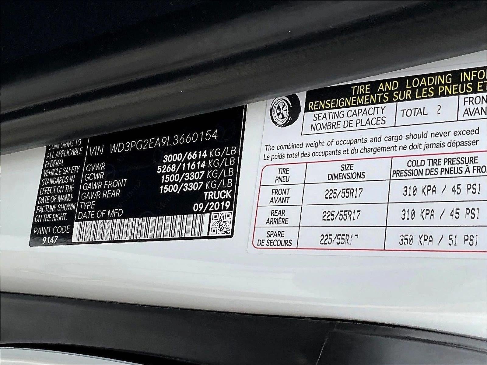 2020 Mercedes-Benz Metris Cargo Van Standard Roof 126" Wheelbase