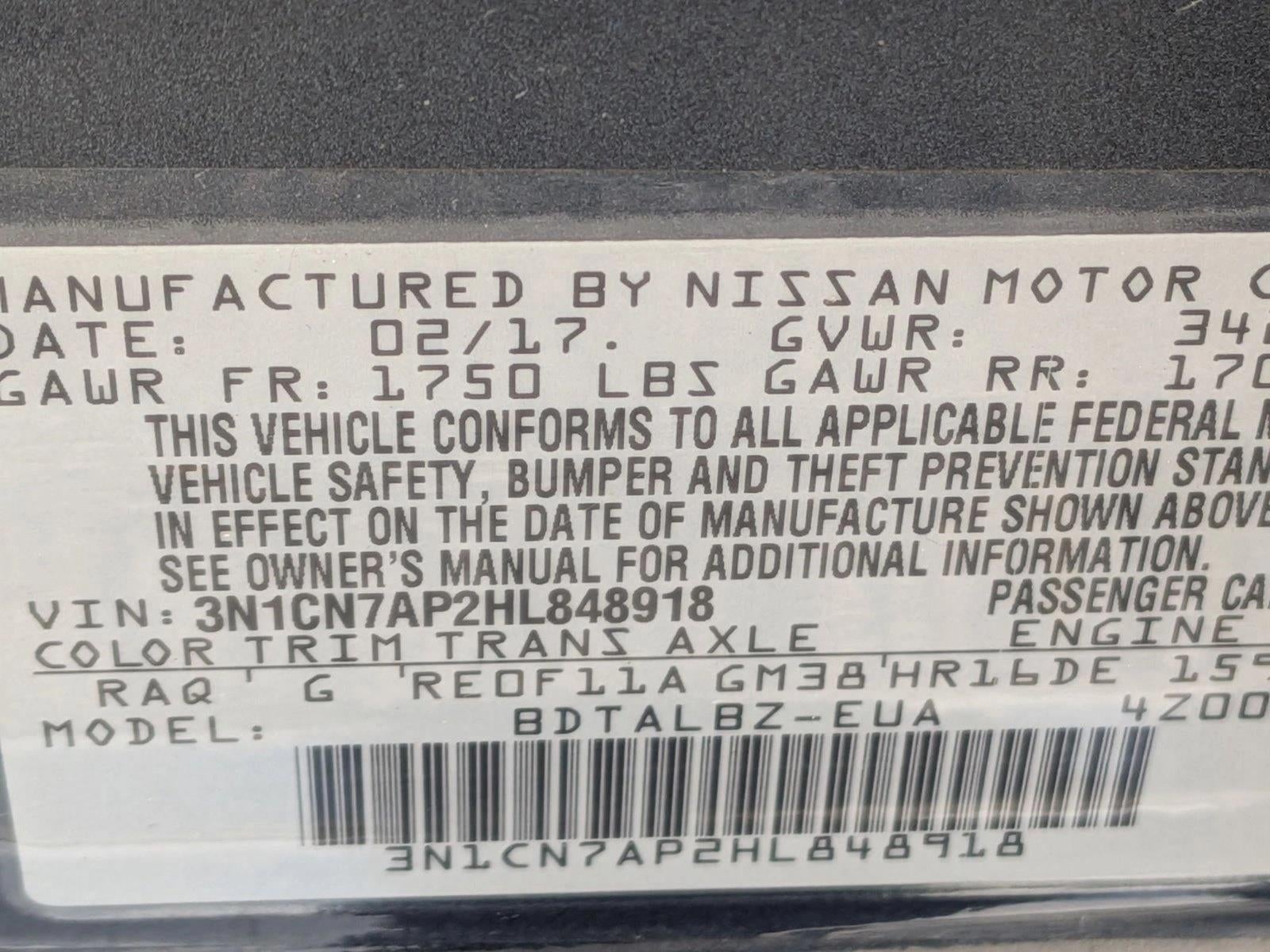 2017 Nissan Versa Sedan SV CVT