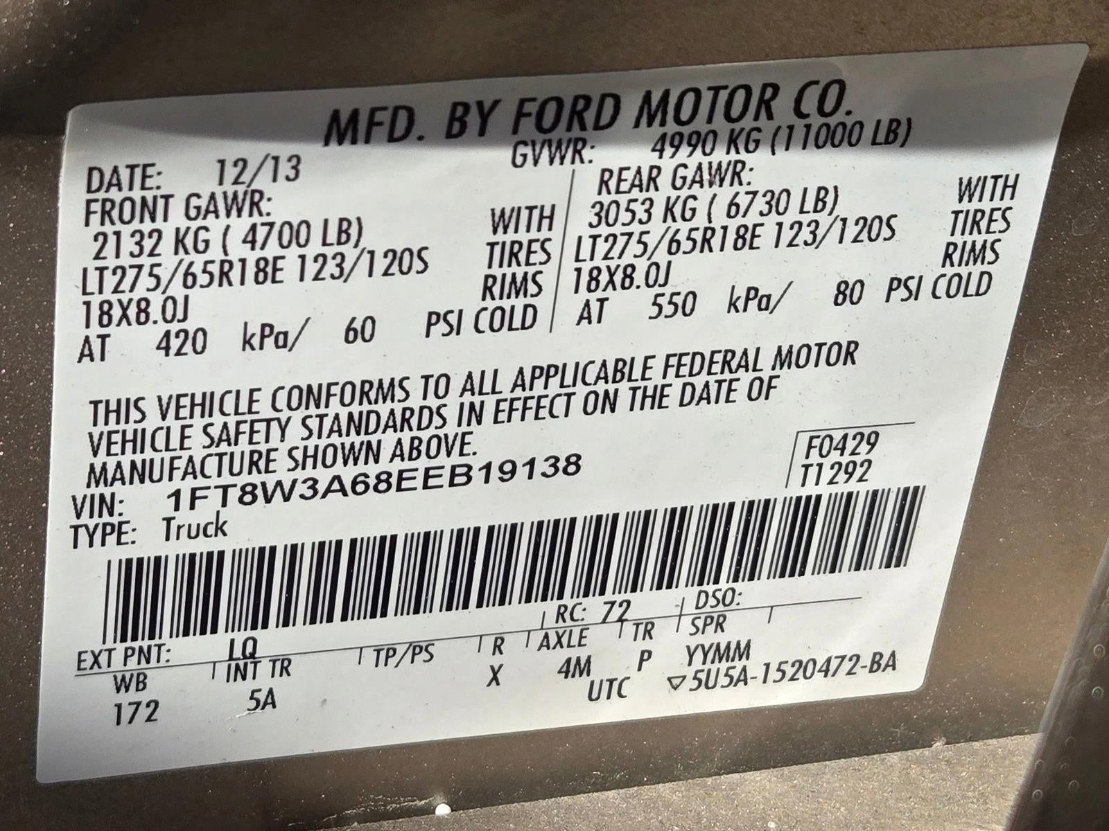 2014 Ford Super Duty F-350 SRW 2WD Crew Cab 6-3/4 Ft Box Lariat