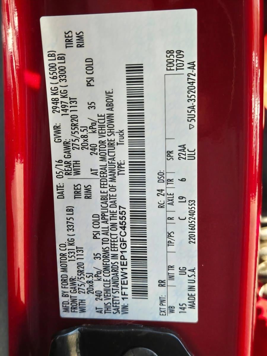 2016 Ford F-150 4WD SuperCrew 5-1/2 Ft Box XLT