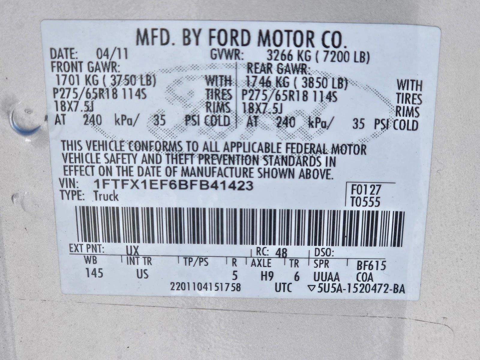 2011 Ford F-150 4WD SuperCab 6-1/2 Ft Box XLT