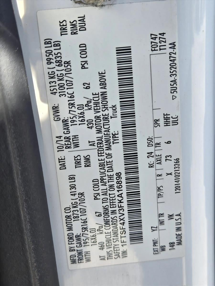 2015 Ford Transit Cargo Van T-350 HD 148" EL Hi Rf 9950 GVWR RH Dr