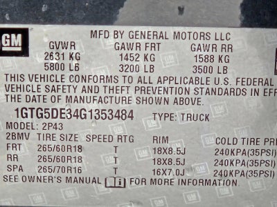 2016 GMC Canyon Crew Cab Short Box 2-Wheel Drive SLT