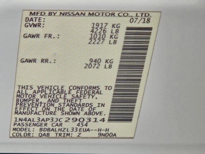 2018 Nissan Altima 2.5 SR Sedan