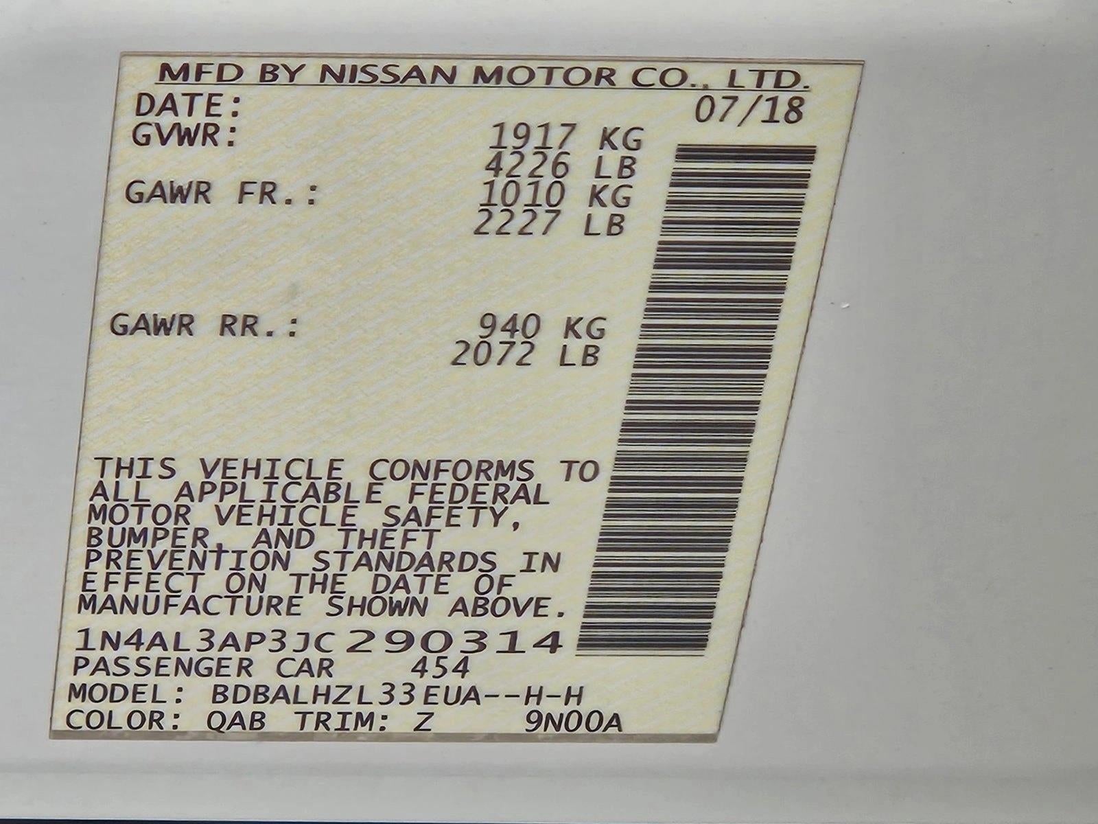 2018 Nissan Altima 2.5 SR Sedan