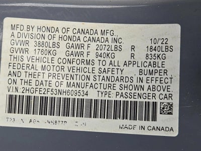 2022 Honda Civic Sedan Sport CVT