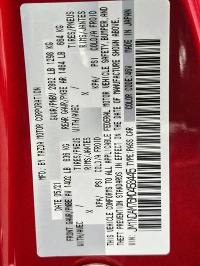 2021 Mazda Mazda MX-5 Miata RF Grand Touring Manual