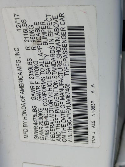 2018 Honda Accord Sedan Touring 1.5T CVT