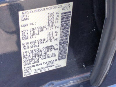 2017 Nissan Frontier Crew Cab 4x2 SV V6 Auto