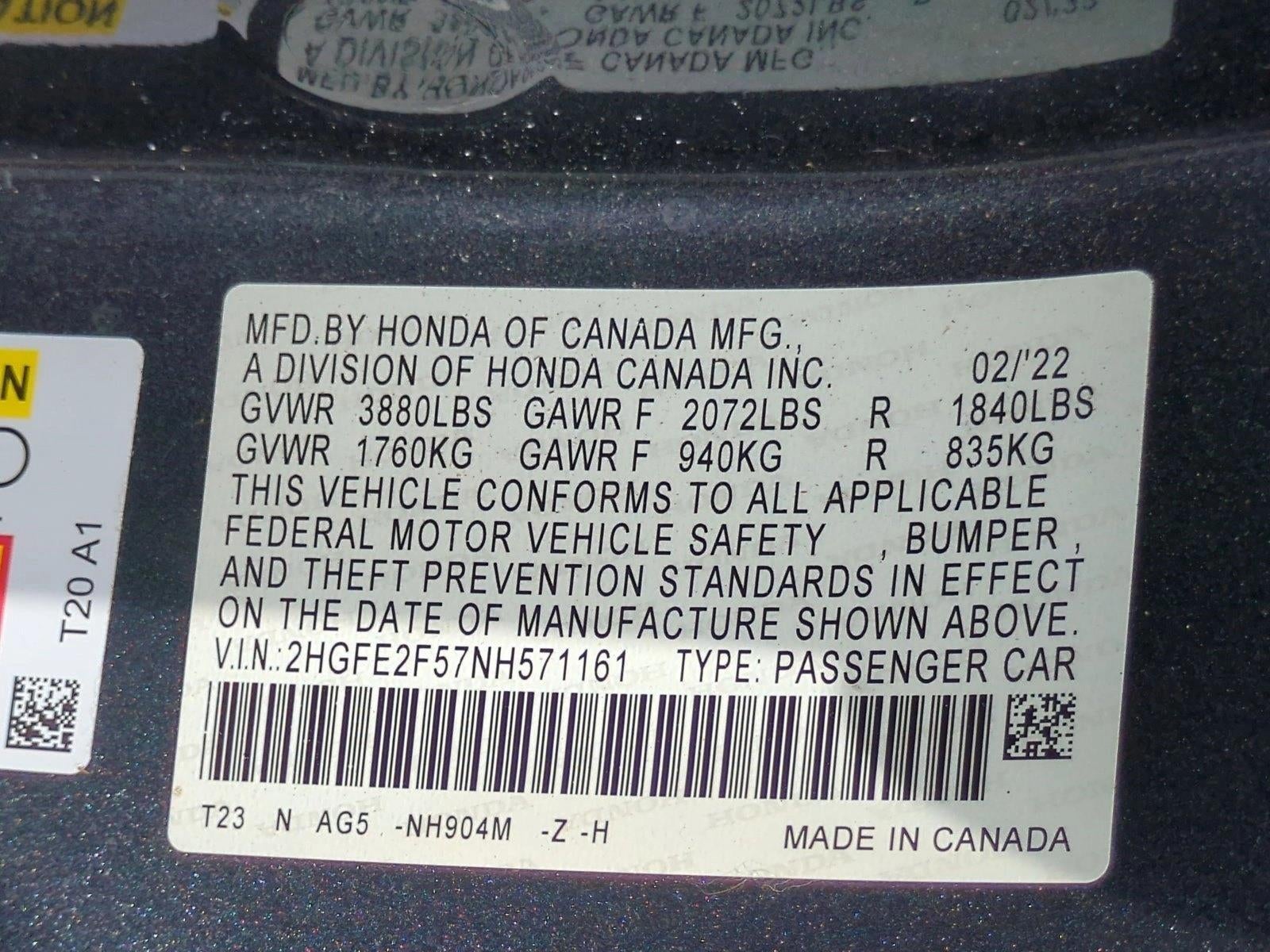 2022 Honda Civic Sedan Sport CVT