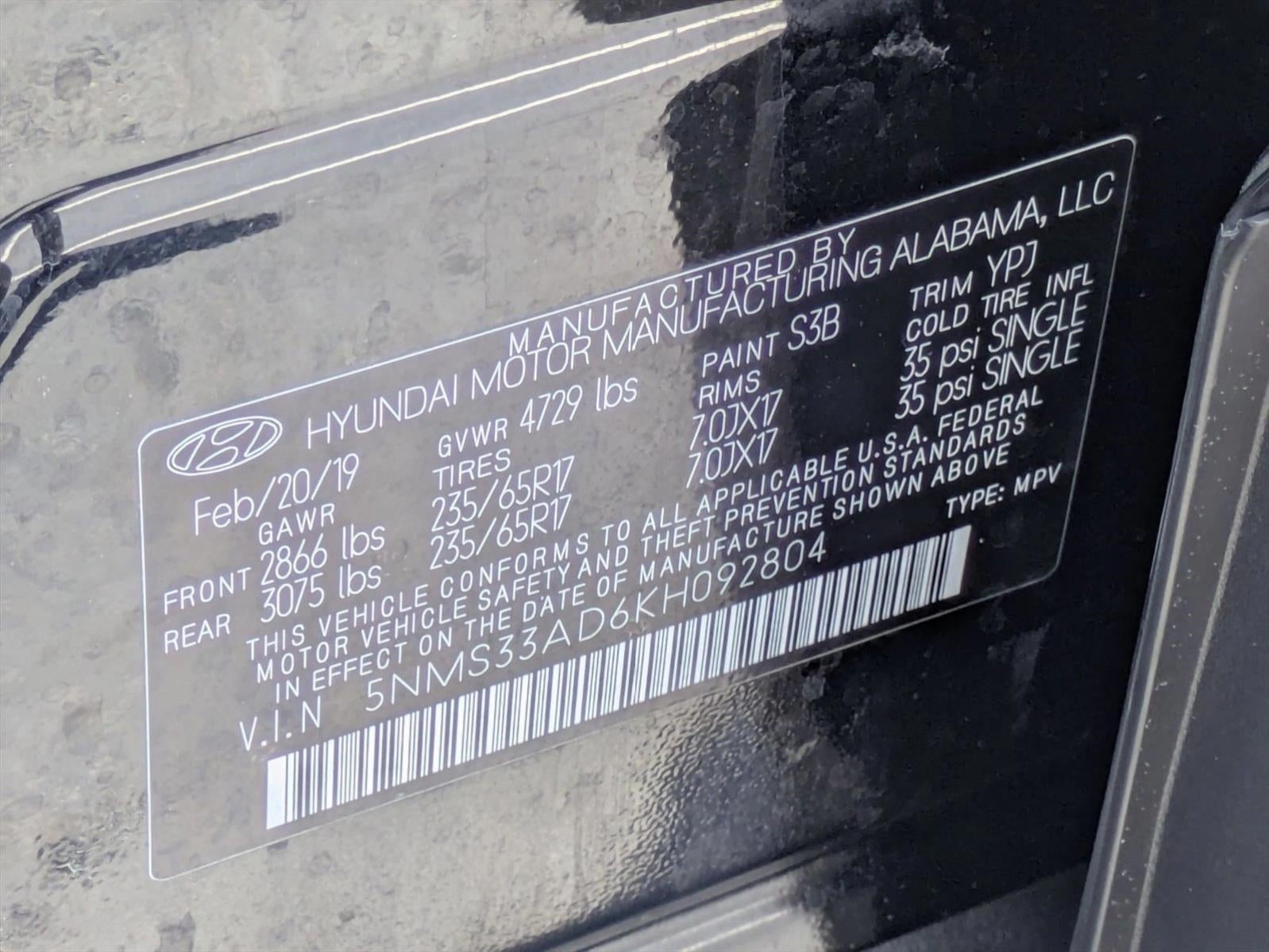 2019 Hyundai SANTA FE SEL 2.4L Auto FWD