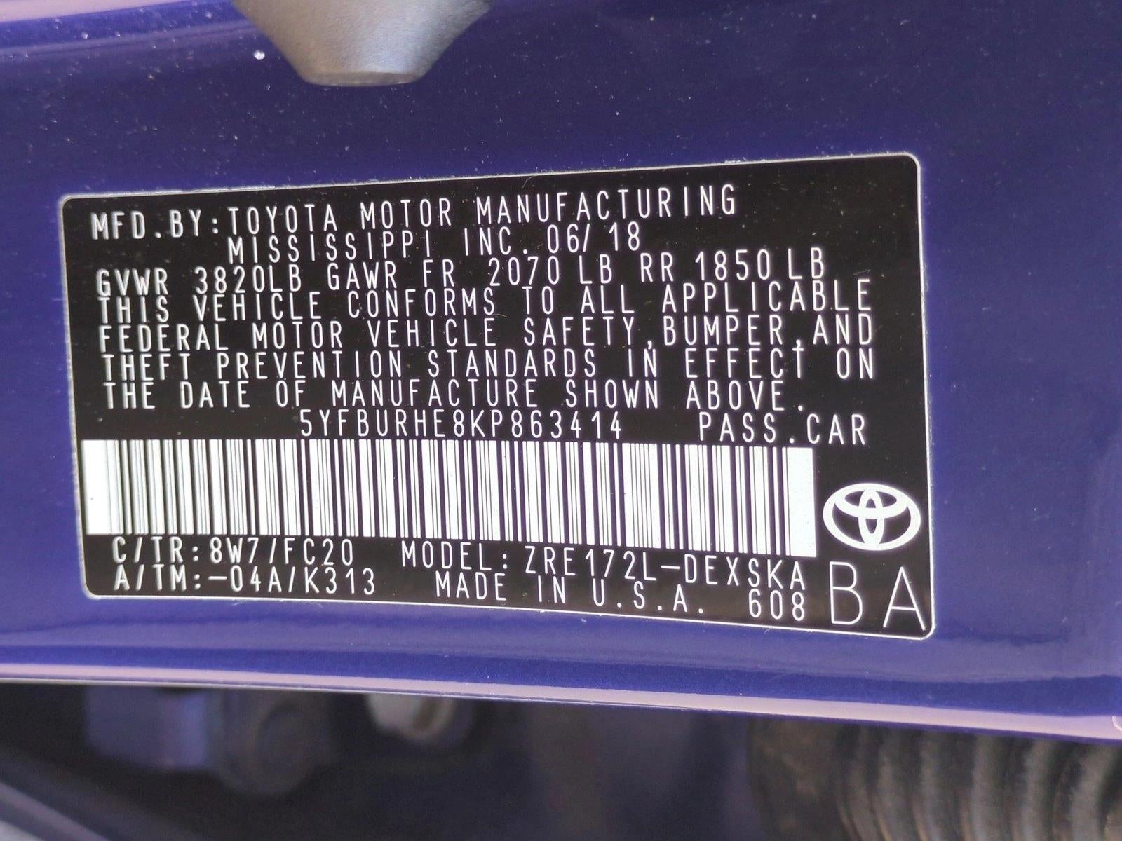 2019 Toyota Corolla SE CVT (Natl)