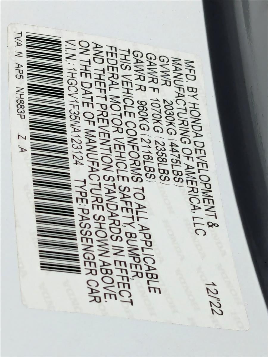 2022 Honda Accord Sedan Sport 1.5T CVT