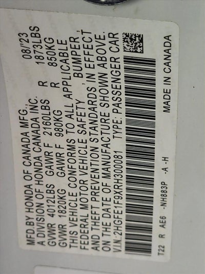 2024 Honda Civic Sedan Touring CVT