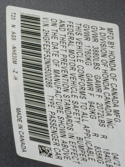 2022 Honda Civic Sedan Sport CVT