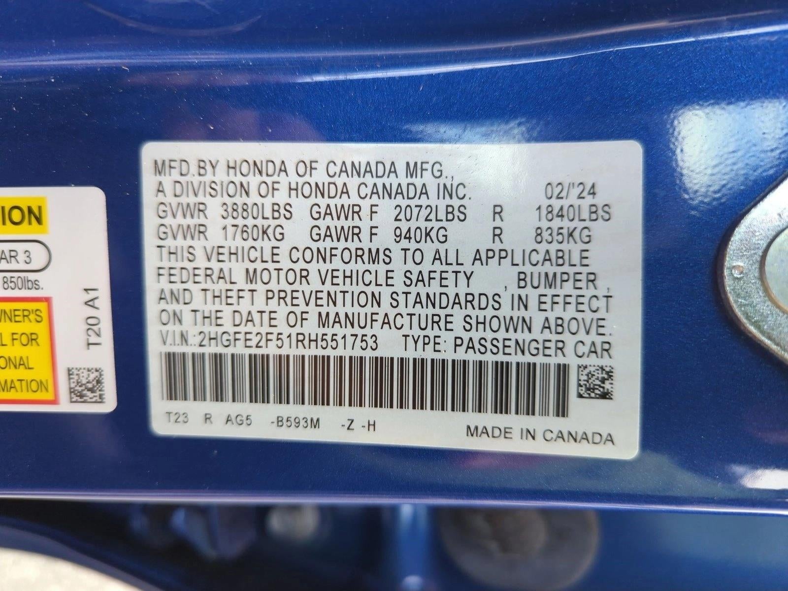 2024 Honda Civic Sedan Sport CVT