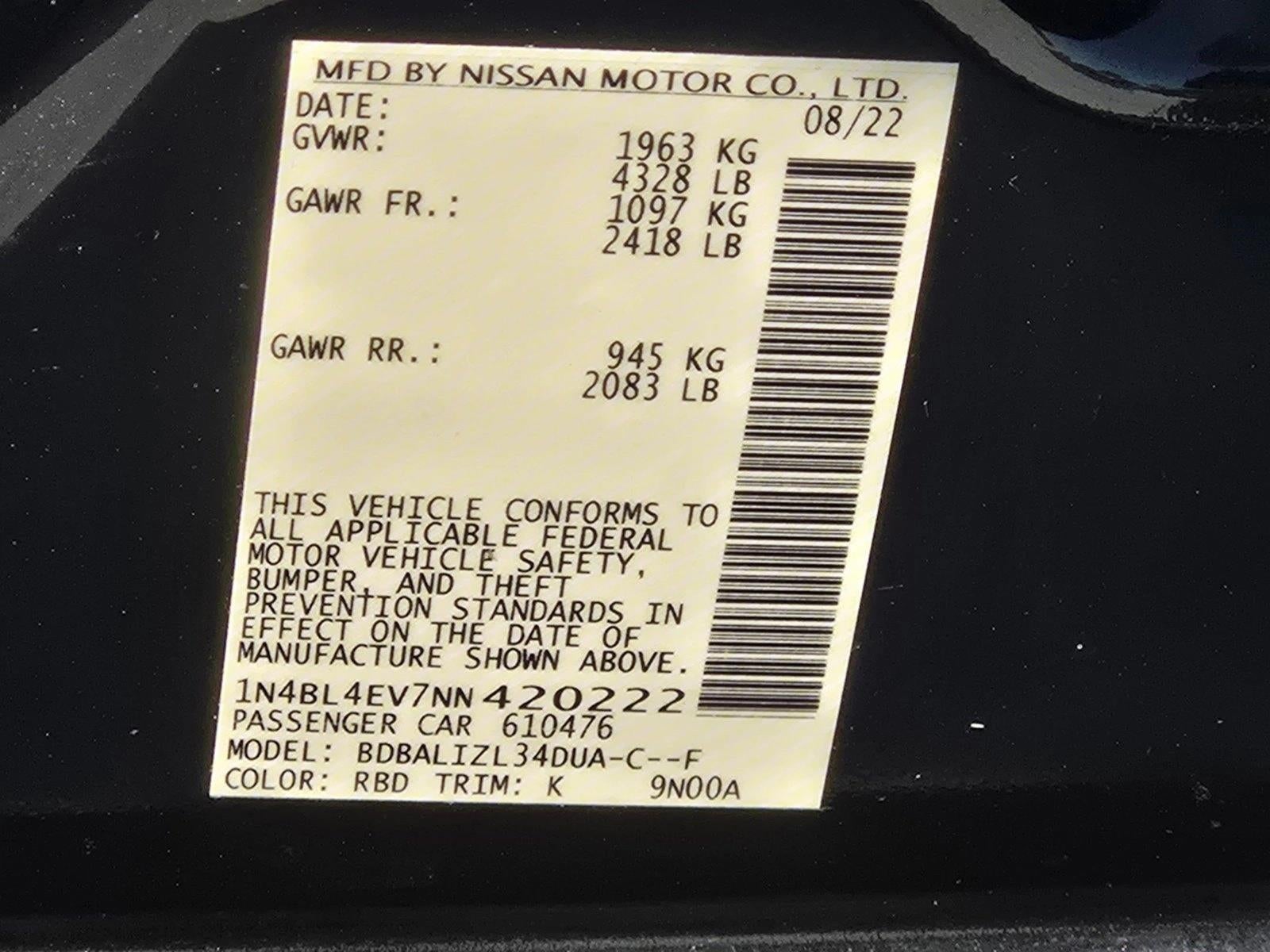 2022 Nissan Altima 2.5 SL Sedan