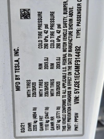 2021 Tesla Model 3 Performance AWD