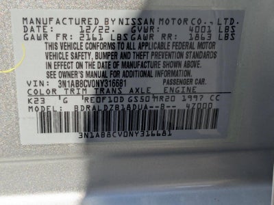 2022 Nissan Sentra SV CVT