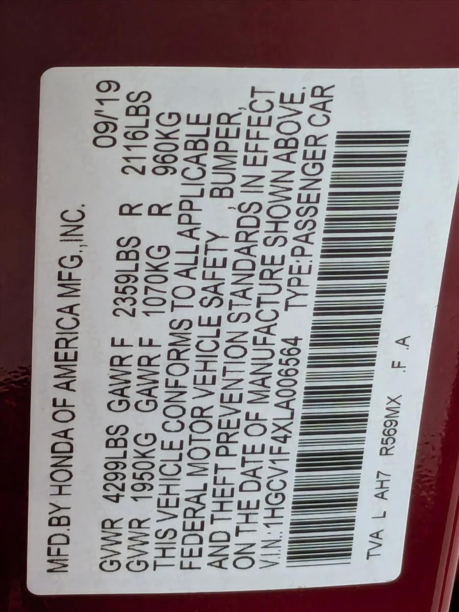 2020 Honda Accord Sedan EX 1.5T CVT