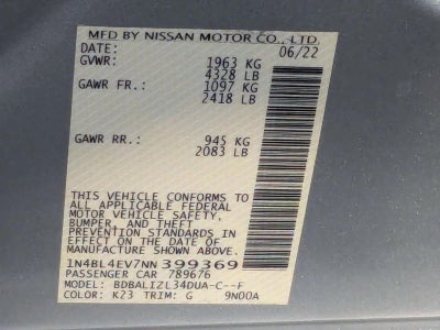 2022 Nissan Altima 2.5 SL Sedan