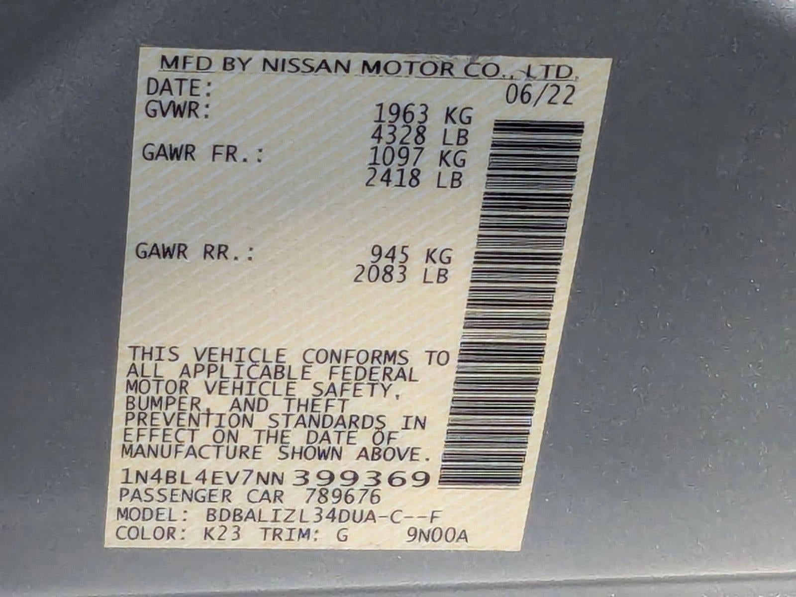 2022 Nissan Altima 2.5 SL Sedan