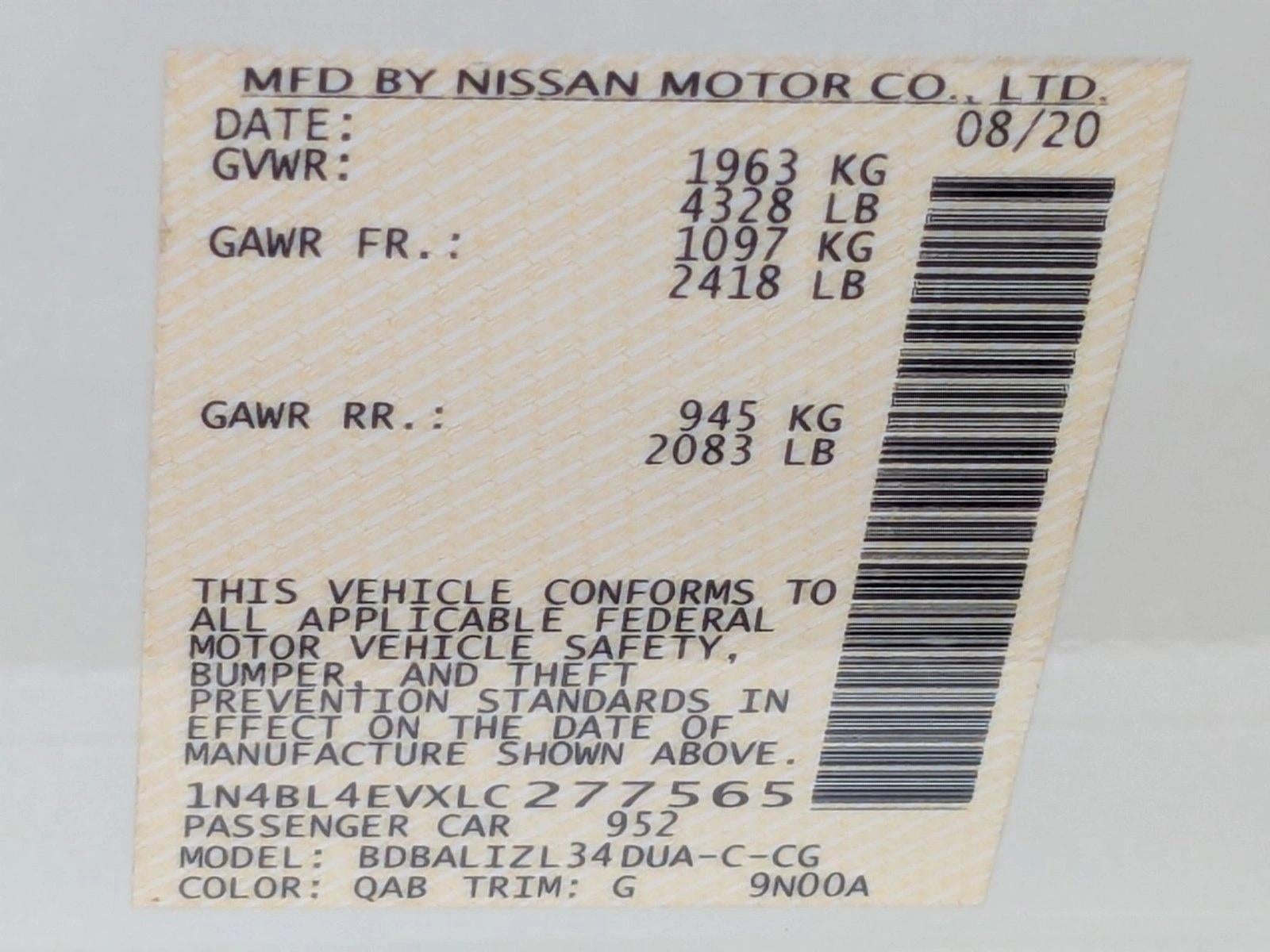 2020 Nissan Altima 2.5 SL Sedan