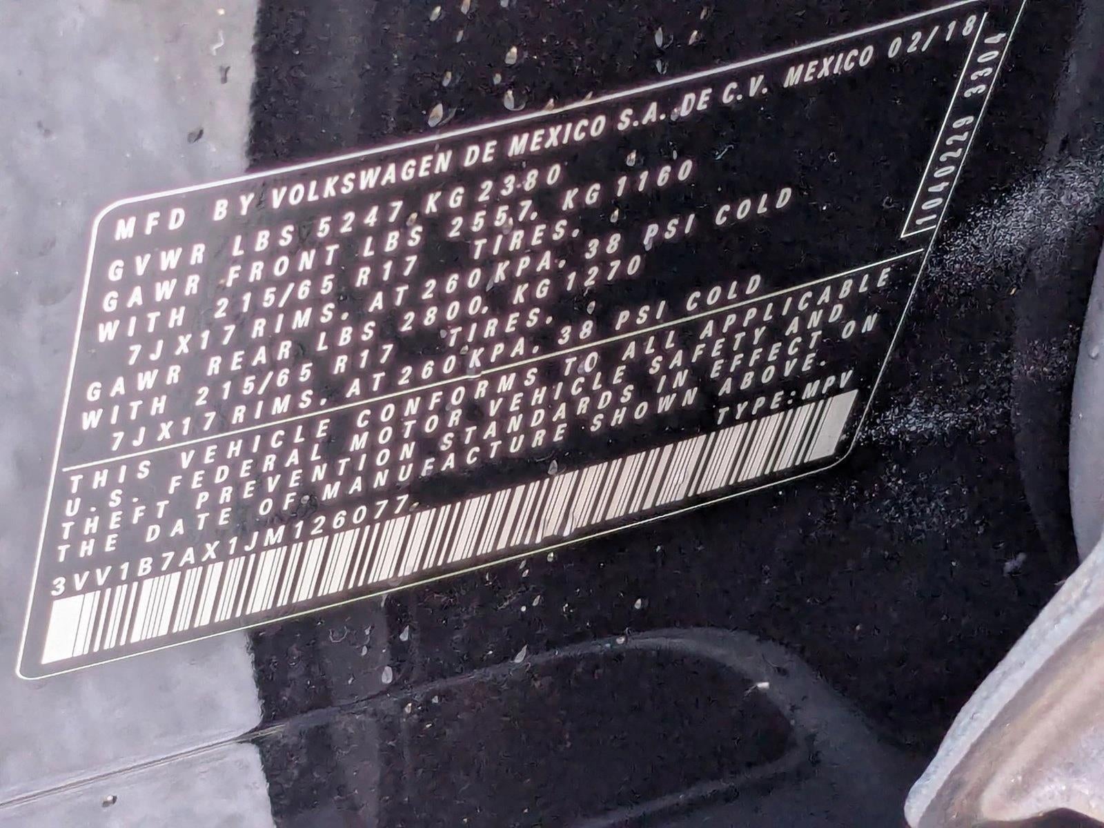 2018 Volkswagen Tiguan 2.0T S FWD