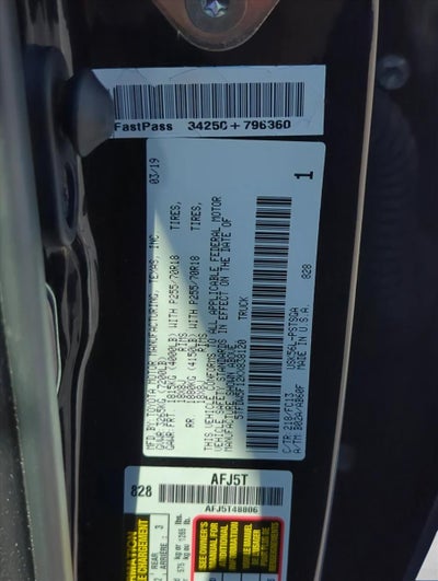 2019 Toyota Tundra 4WD 4WD SR5 CrewMax 5.5' Bed 5.7L FFV (SE)