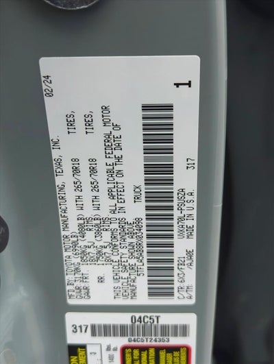 2024 Toyota Tundra 2WD 2WD SR5 CrewMax 5.5' Bed (SE)