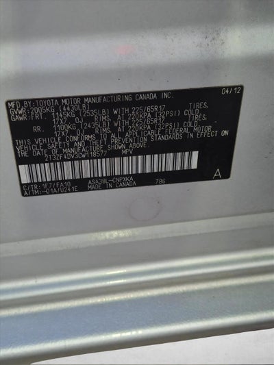 2012 Toyota RAV4 FWD 4dr I4 (Natl)