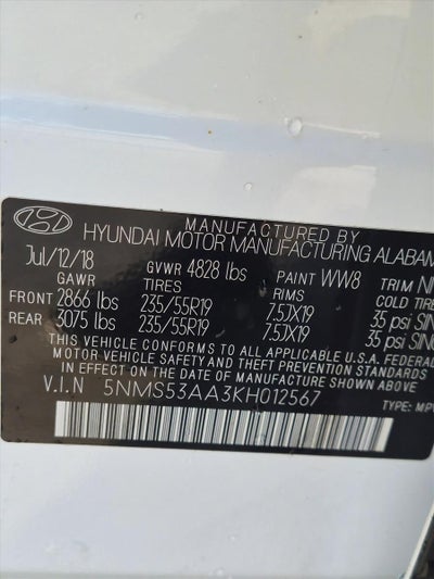 2019 Hyundai SANTA FE Limited 2.0T Auto FWD