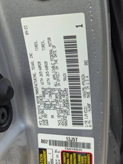 2024 Toyota Tundra 4WD 4WD SR5 CrewMax 5.5' Bed (Natl)