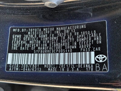 2014 Toyota Corolla 4dr Sdn CVT Auto LE Plus (Natl)