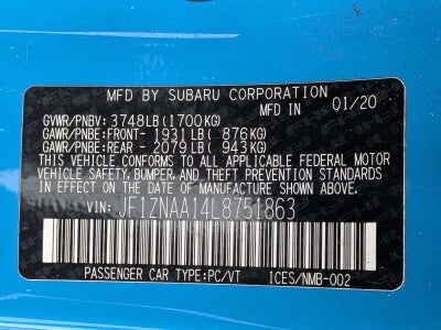 2020 Toyota 86 Auto (Natl)