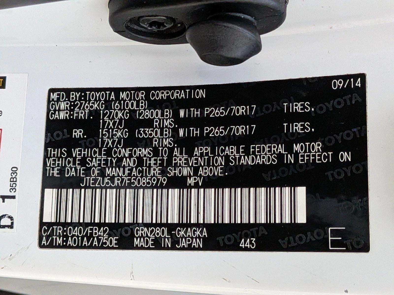 2015 Toyota 4Runner RWD 4dr V6 SR5 (Natl)