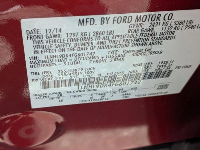 2015 Lincoln MKS 4dr Sdn 3.7L FWD