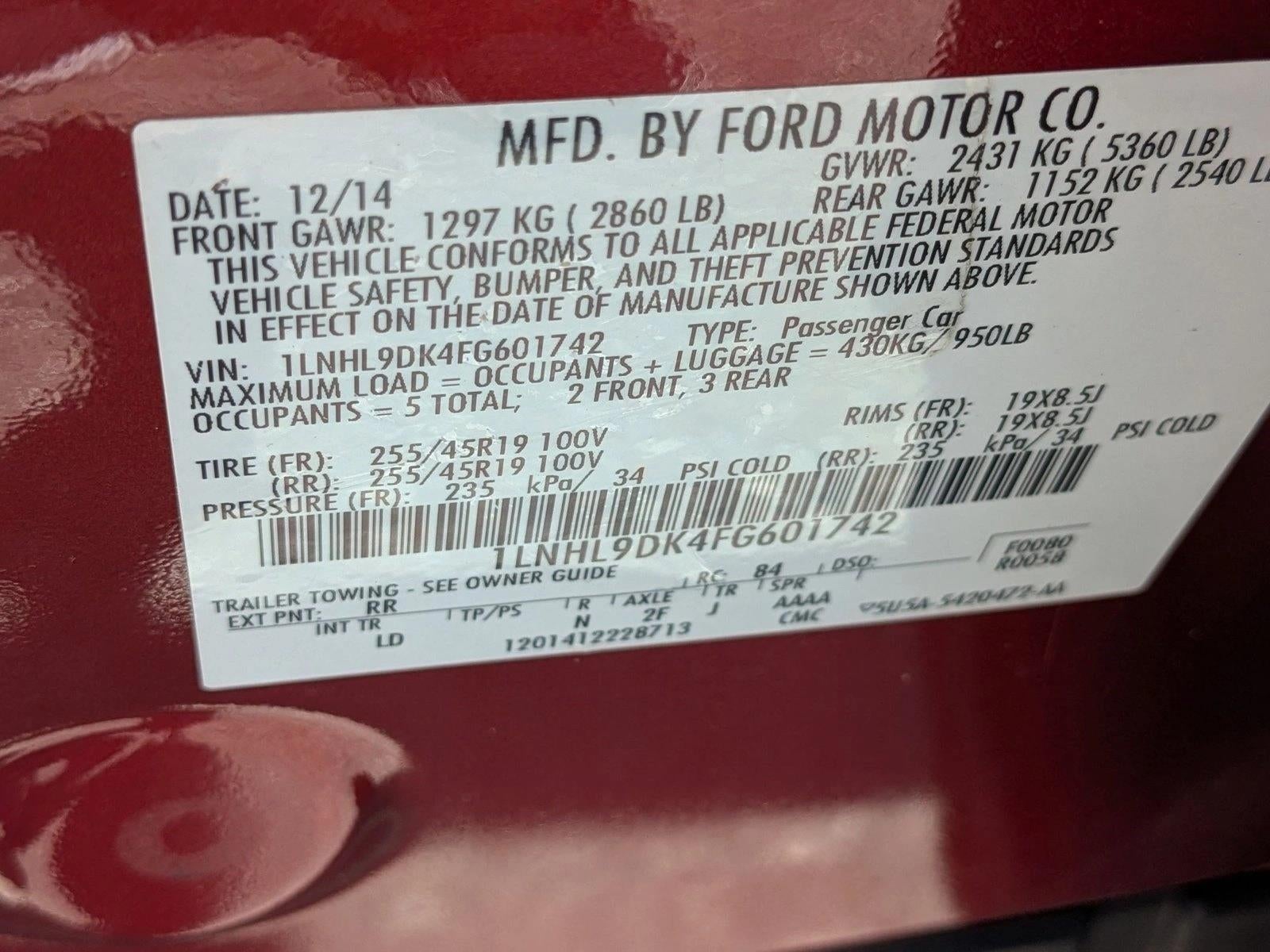 2015 Lincoln MKS 4dr Sdn 3.7L FWD