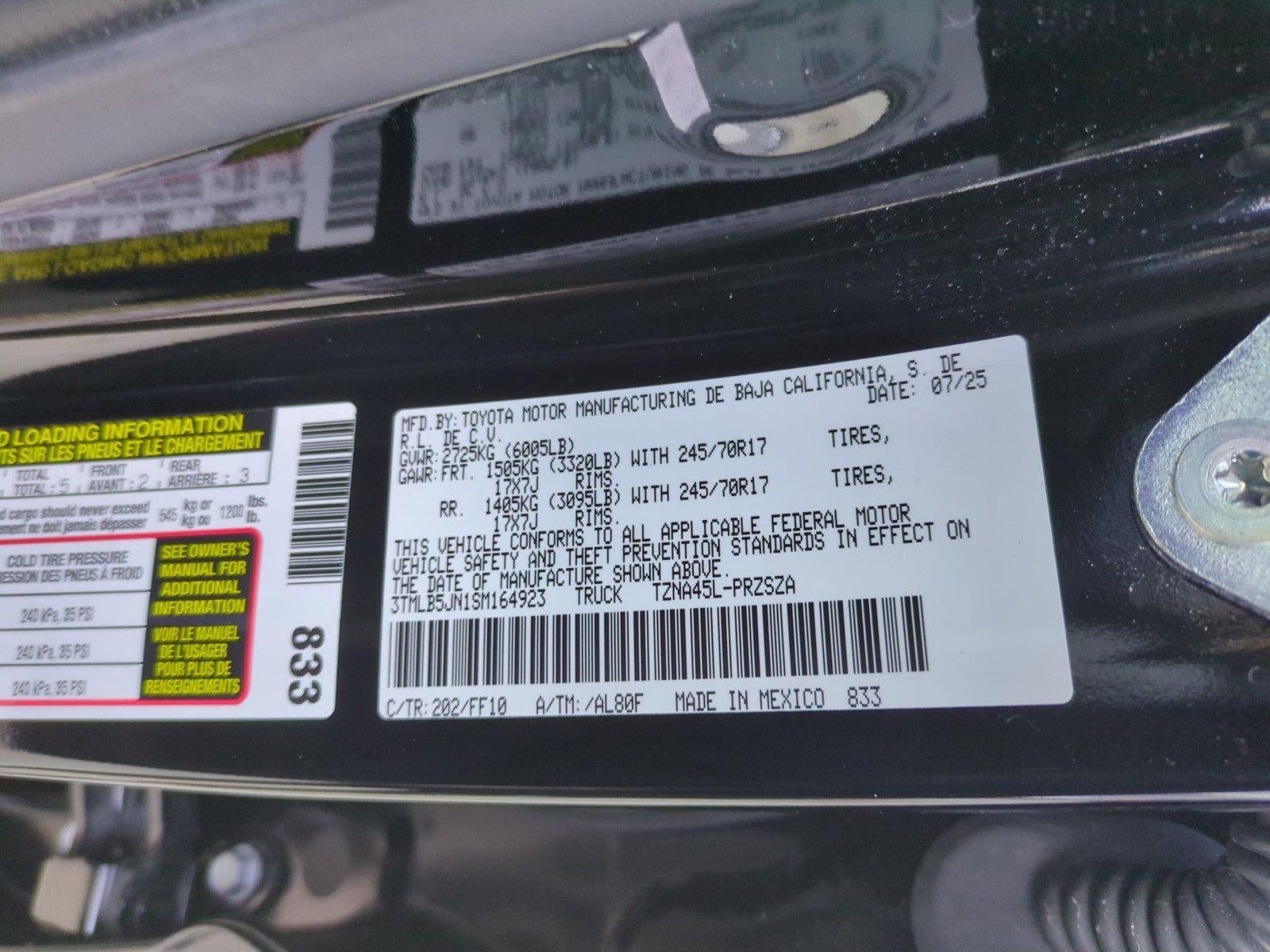 2025 Toyota Tacoma 4WD 4WD SR5 Double Cab 5' Bed AT (GS)