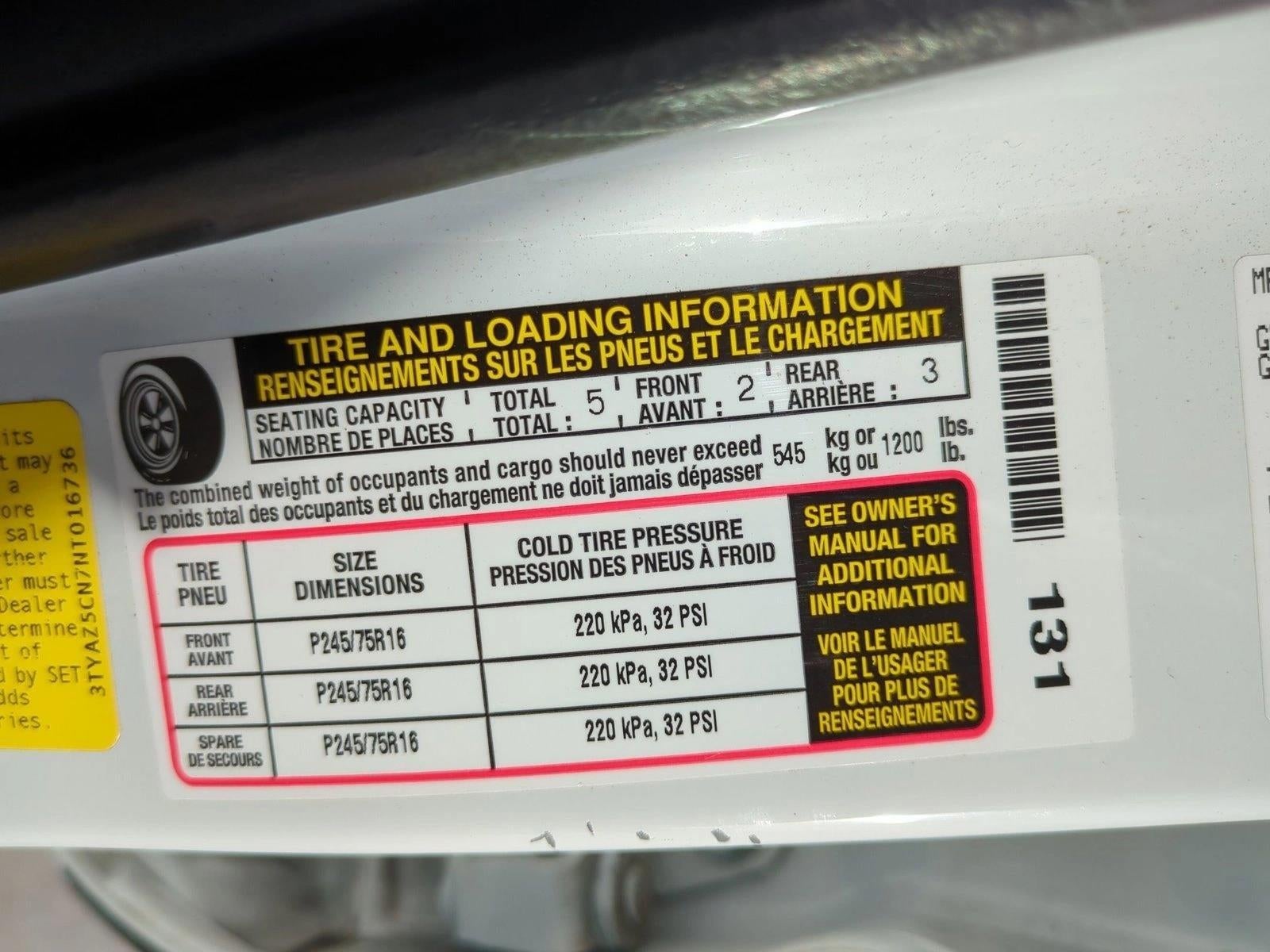 2022 Toyota Tacoma 2WD 2WD SR5 Double Cab 5' Bed V6 AT (GS)